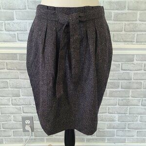 Downeast Donegal Belted Skirt Dark Gray Pleated Women L Classic Career Basic NEW